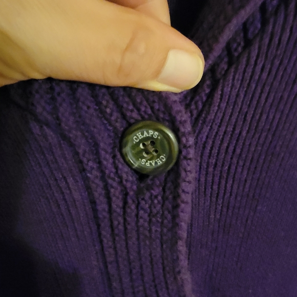 Chaps Classic Purple 100% Cotton Button Down Sweater Size XL - Picture 8 of 15